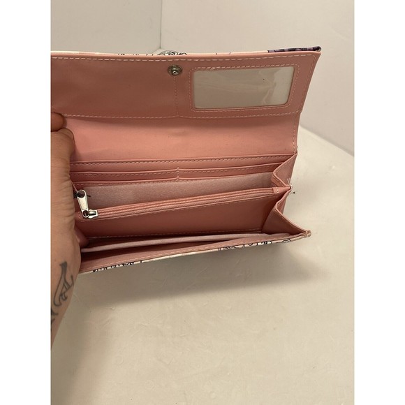 Minicci Spring Floral Flowers Pink Purple White Polyvinyl Wallet - Picture 4 of 6